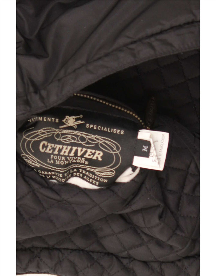 Vintage mujeres de gran tamaño reversible acolchado Gilet Reino Unido 12 Nylon negro medio