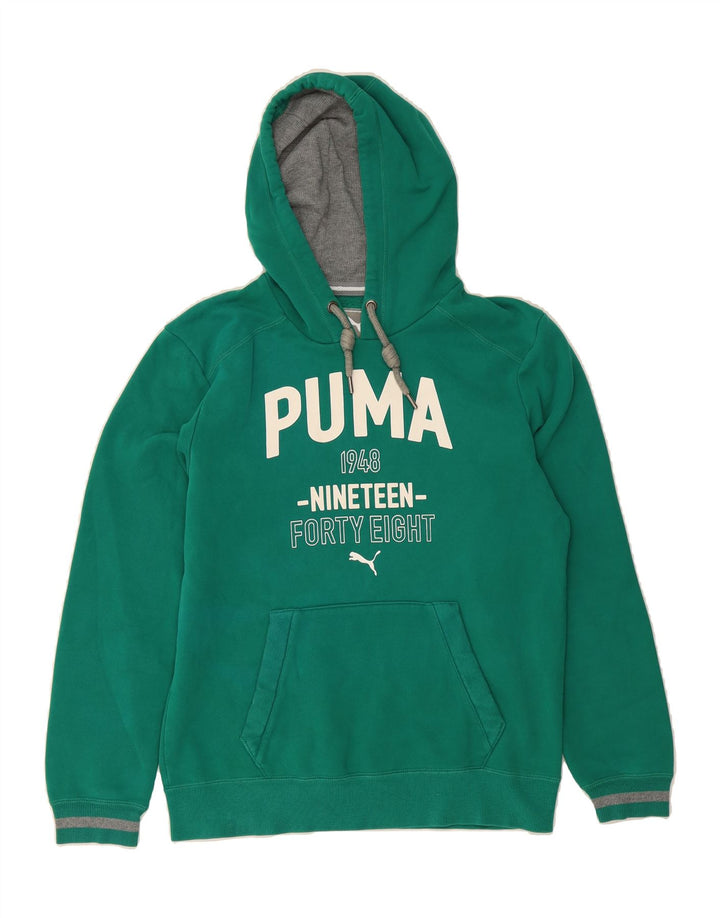 PUMA Mens Graphic Hoodie Jumper Medium Green Vintage Puma and Second-Hand Puma from Messina Hembry 