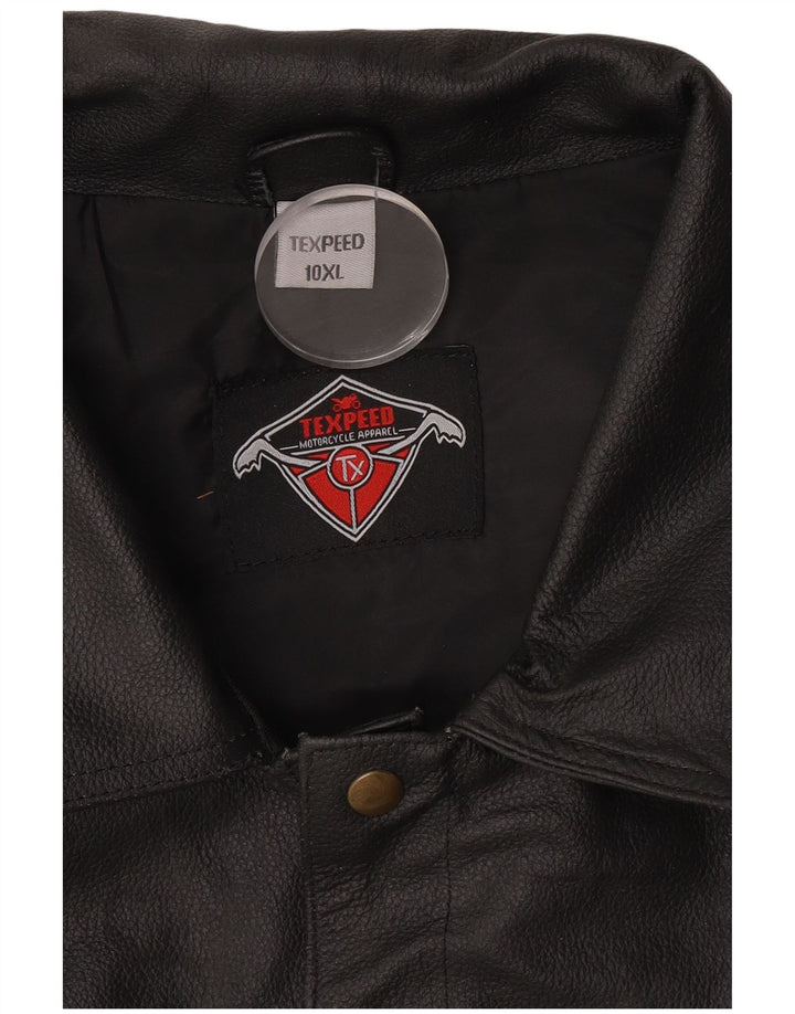 Texpeed Chaleco de cuero para motocicleta para hombre 10XL Negro