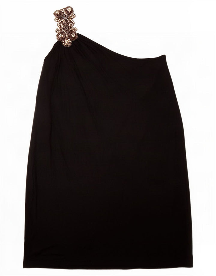 Topshop Vestido de un Hombro para Mujer UK 42 Medium Viscosa Negra