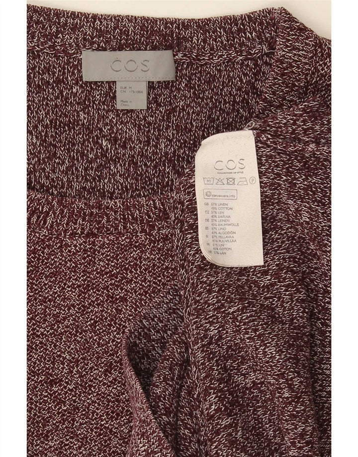 Cos Jersey de cuello redondo para hombre de lino moteado de color burdeos medio