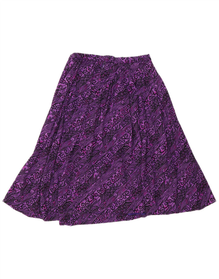 VINTAGE Falda acampanada para mujer W26 Pequeño Paisley Púrpura