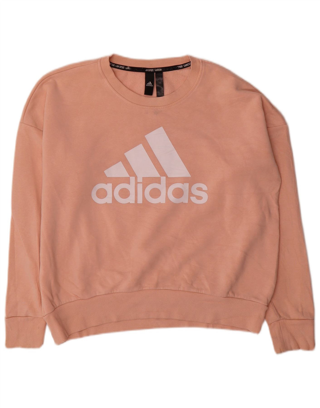 Adidas - Sudadera extragrande con gráfico para mujer, talla 12/14, color rosa mediano