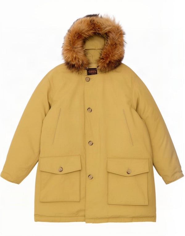 Woolrich Abrigo acolchado con capucha para hombre UK 38 Algodón beige medio