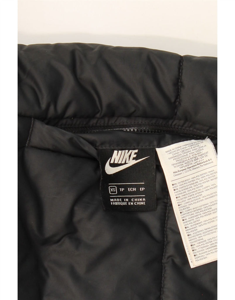 NIKE Womens Hooded Reversible Padded Jacket UK 6 XS Black Polyester Vintage Nike and Second-Hand Nike from Messina Hembry 