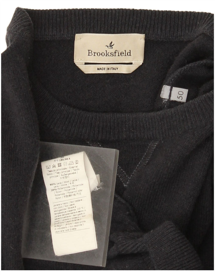 Brooksfield Jersey de cuello redondo para hombre IT 50 de lana gris medio