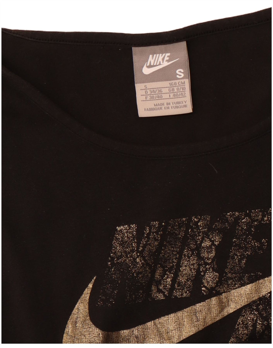 NIKE Mujer Air Crop Graphic Camiseta Top UK 8/10 Small Negro