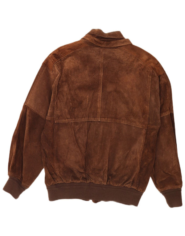Vintage hombres ante bomber chaqueta Reino Unido 36 pequeño marrón retro