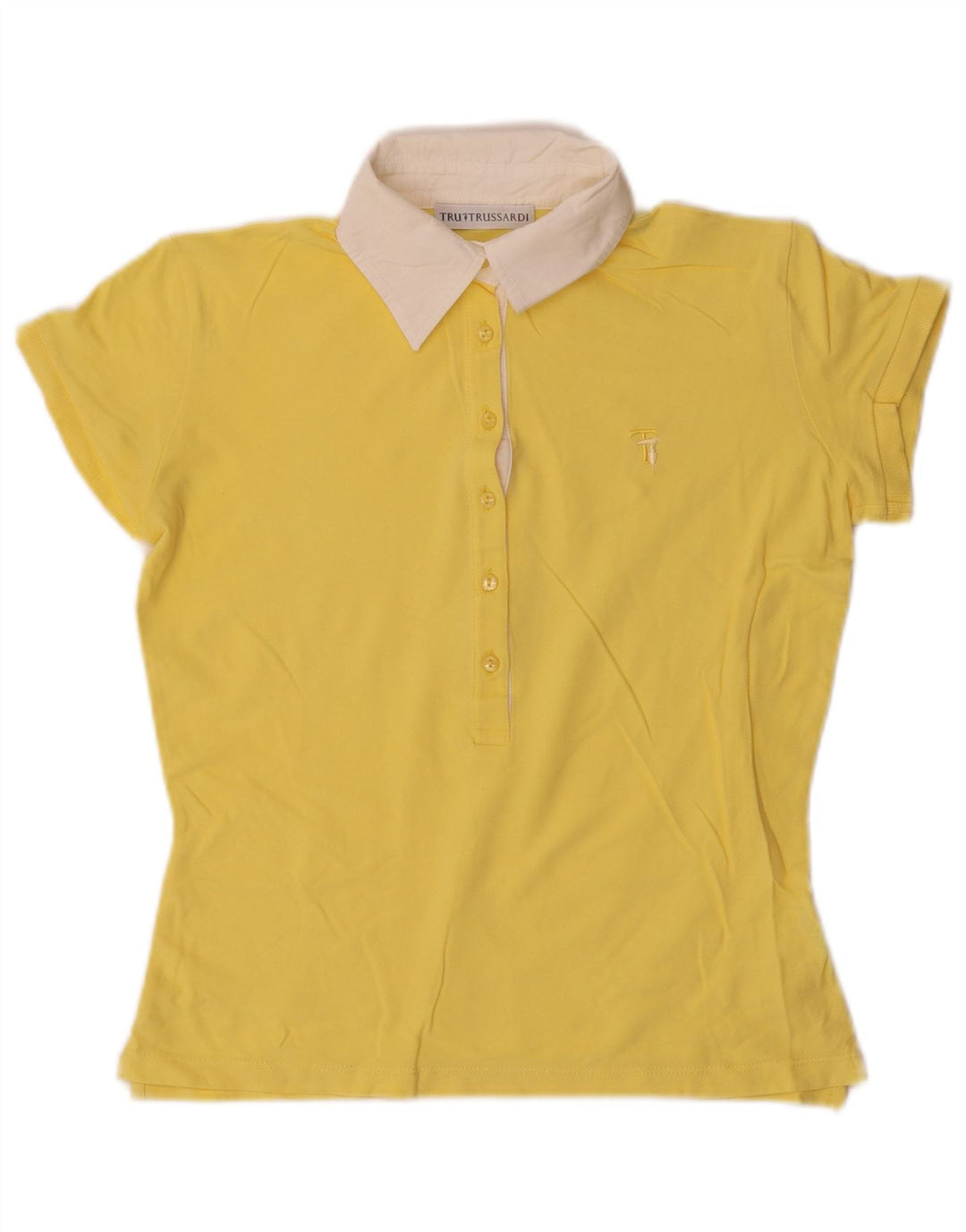Trussardi Polo para mujer UK 10 Small Amarillo Algodón