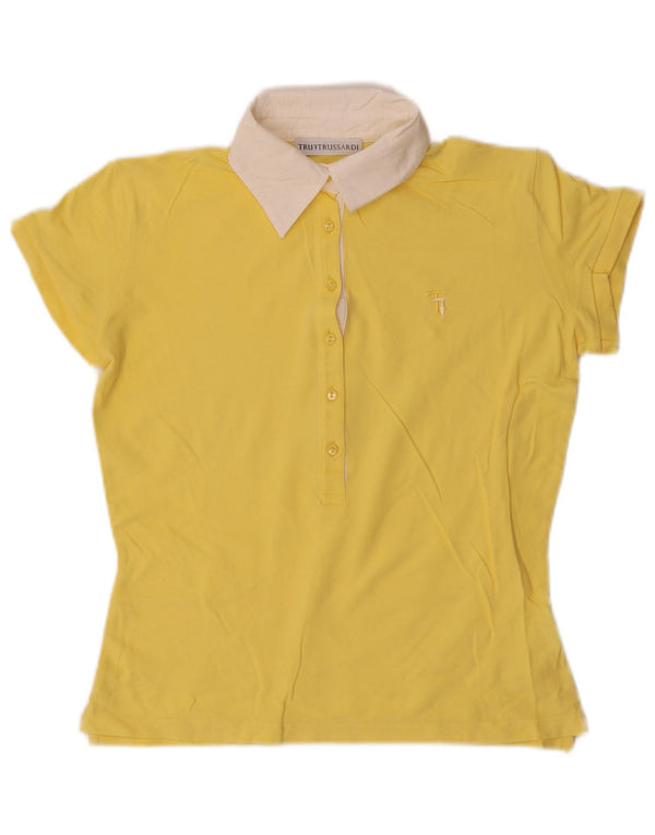 Trussardi Polo para mujer UK 10 Small Amarillo Algodón
