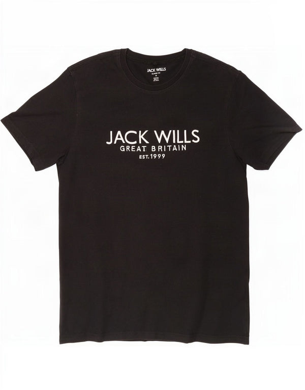 Jack Wills Camiseta gráfica de ajuste clásico para hombre Top mediano de algodón negro