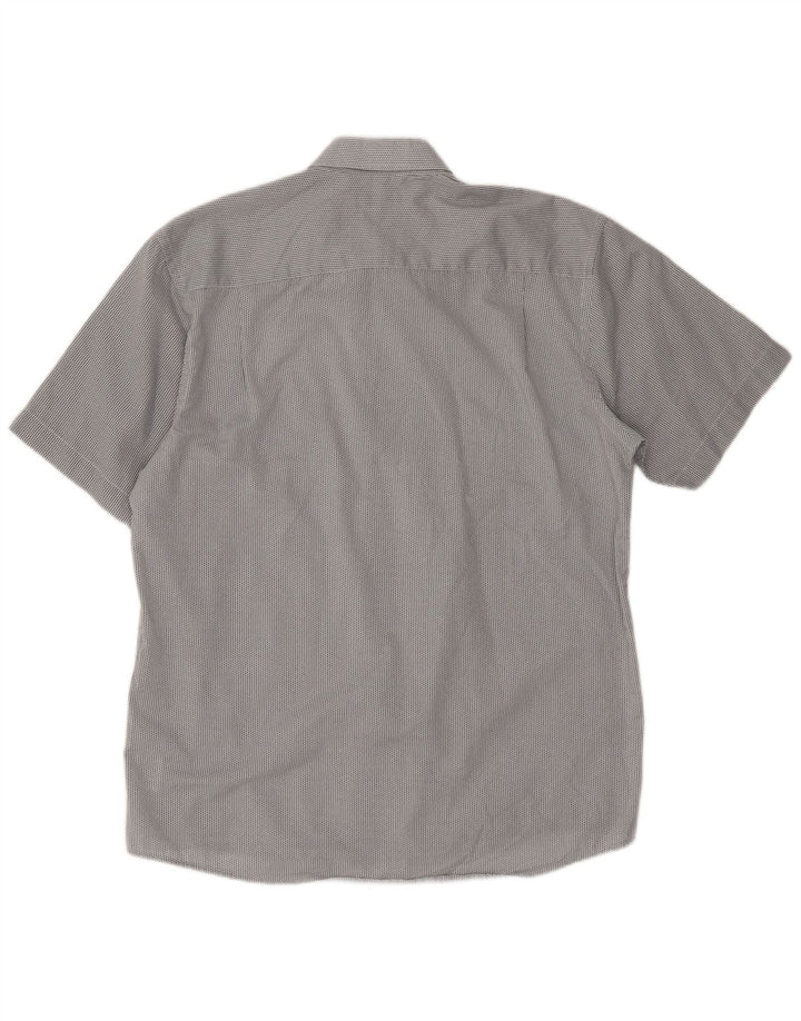 Pierre Cardin Camisa de manga corta para hombre de ajuste regular XL Gris Chevron Poliéster