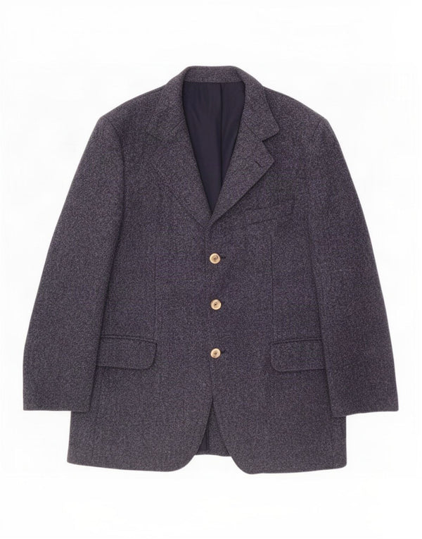 Harris Tweed Chaqueta Blazer de 3 Botones para Hombre UK 40 Grande Azul Marino Lana Nueva