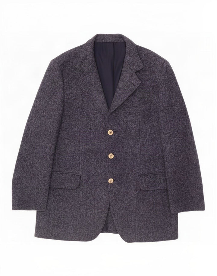 Harris Tweed Chaqueta Blazer de 3 Botones para Hombre UK 40 Grande Azul Marino Lana Nueva