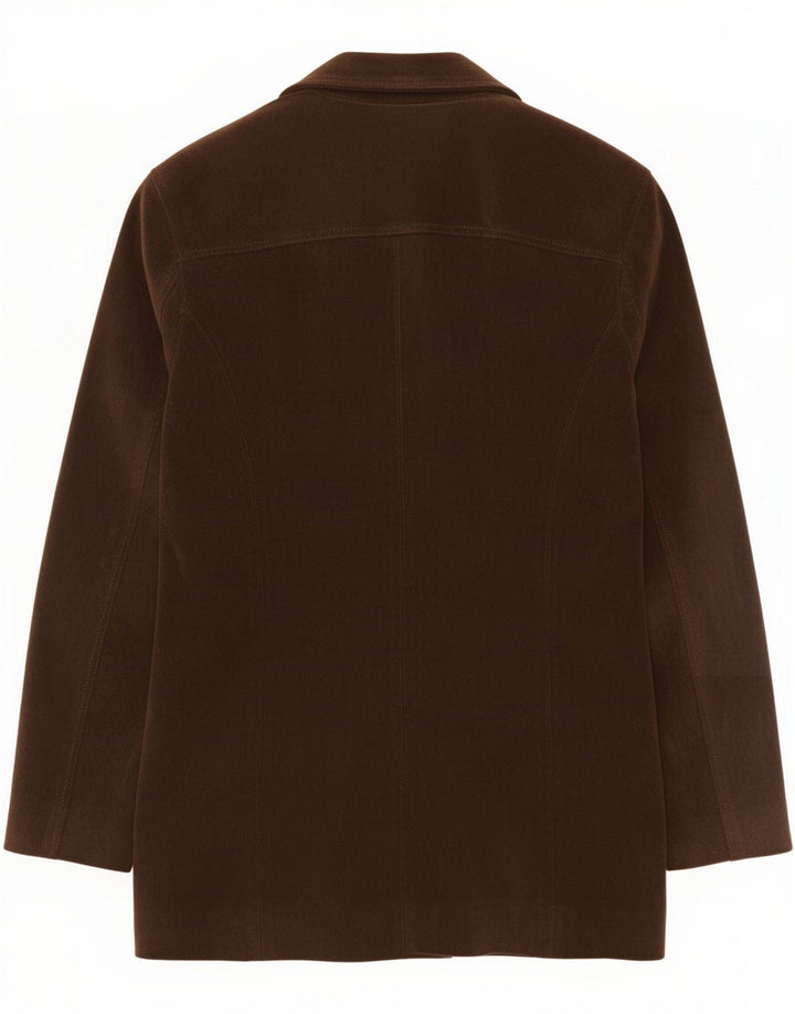 Hyde Chaqueta Blazer de Ante con 4 Botones para Mujer UK 40 Cuero Marrón Medio