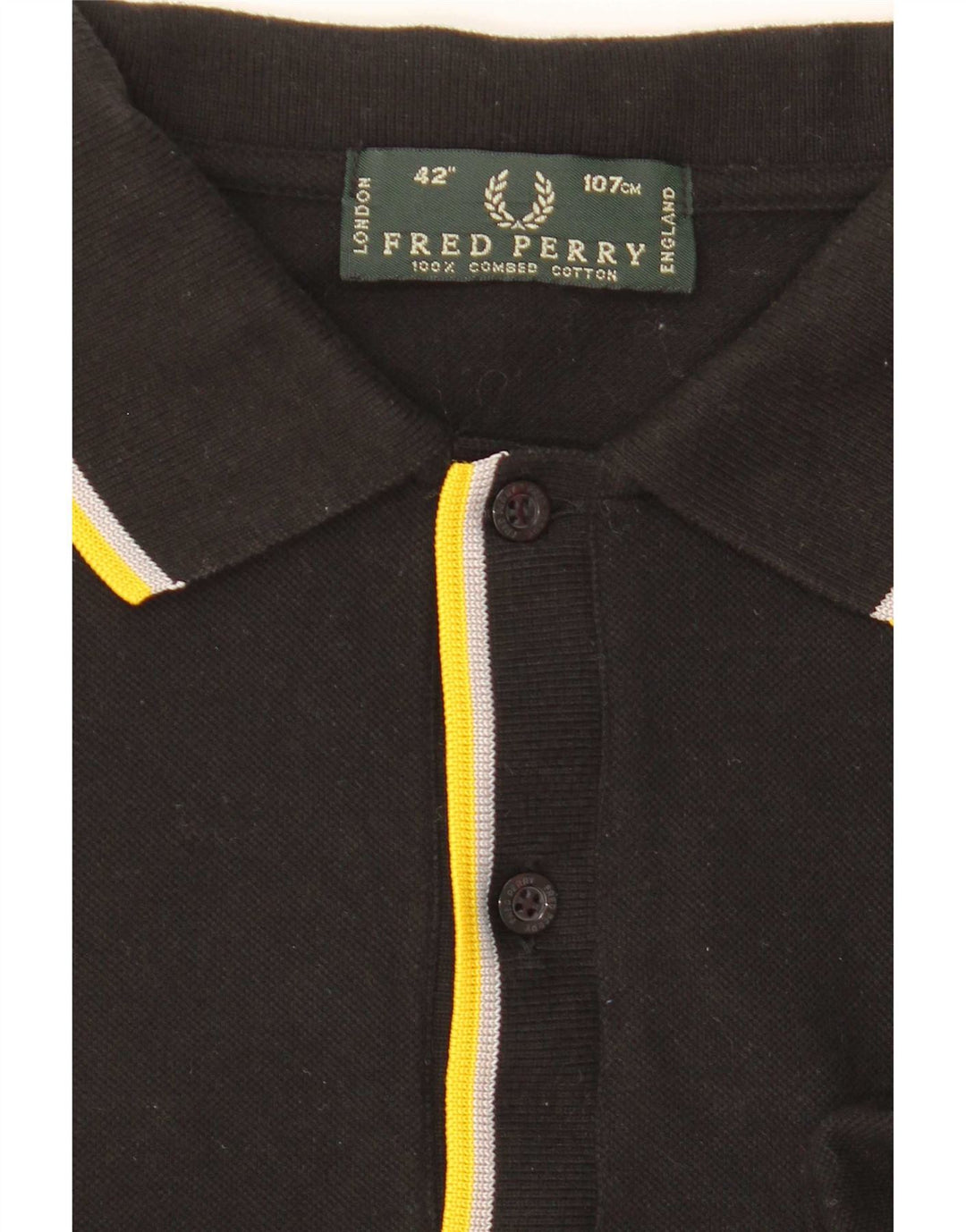 Fred Perry Polo De Hombre De Algodón A Rayas Negro Mediano