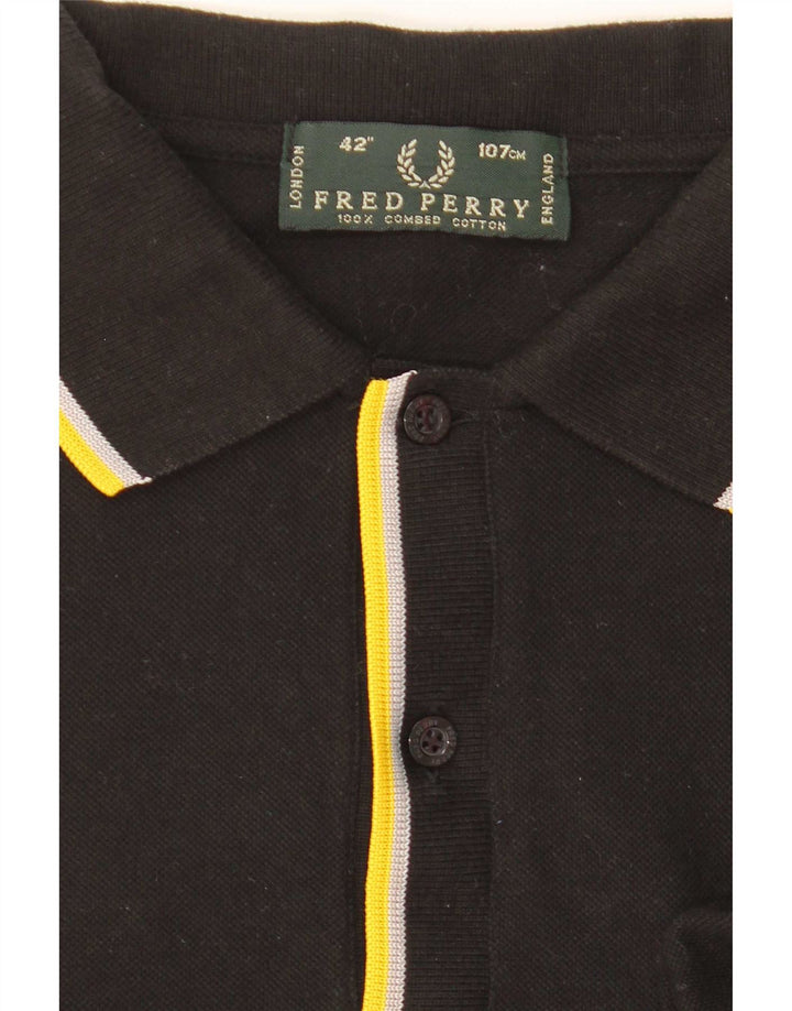 Fred Perry Polo De Hombre De Algodón A Rayas Negro Mediano