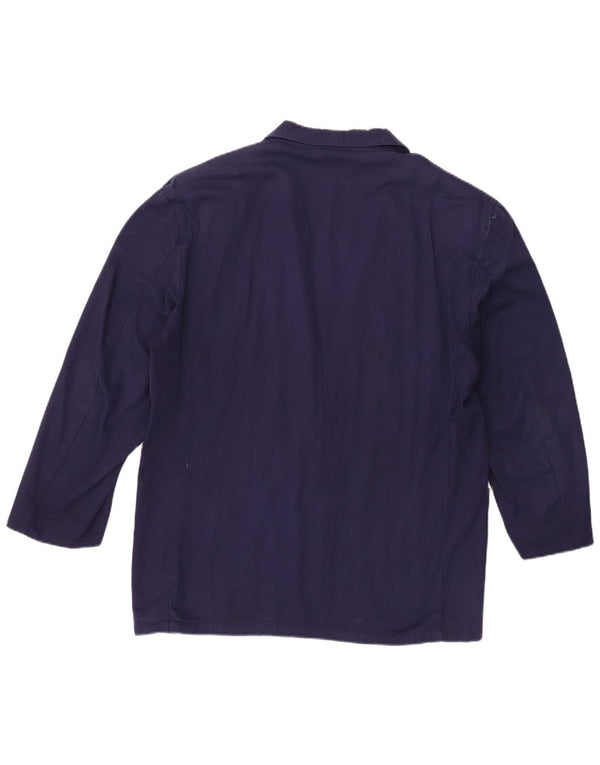 Chaqueta tipo blazer con cremallera para hombre, 2 botones, manga 3/4, UK 42 XL, algodón azul marino