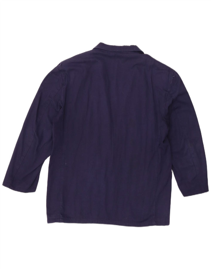 Chaqueta tipo blazer con cremallera para hombre, 2 botones, manga 3/4, UK 42 XL, algodón azul marino