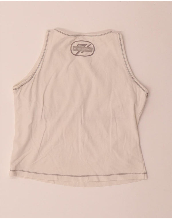 NIKE Top sin mangas con gráfico corto para mujer UK 14/16 Large Off White