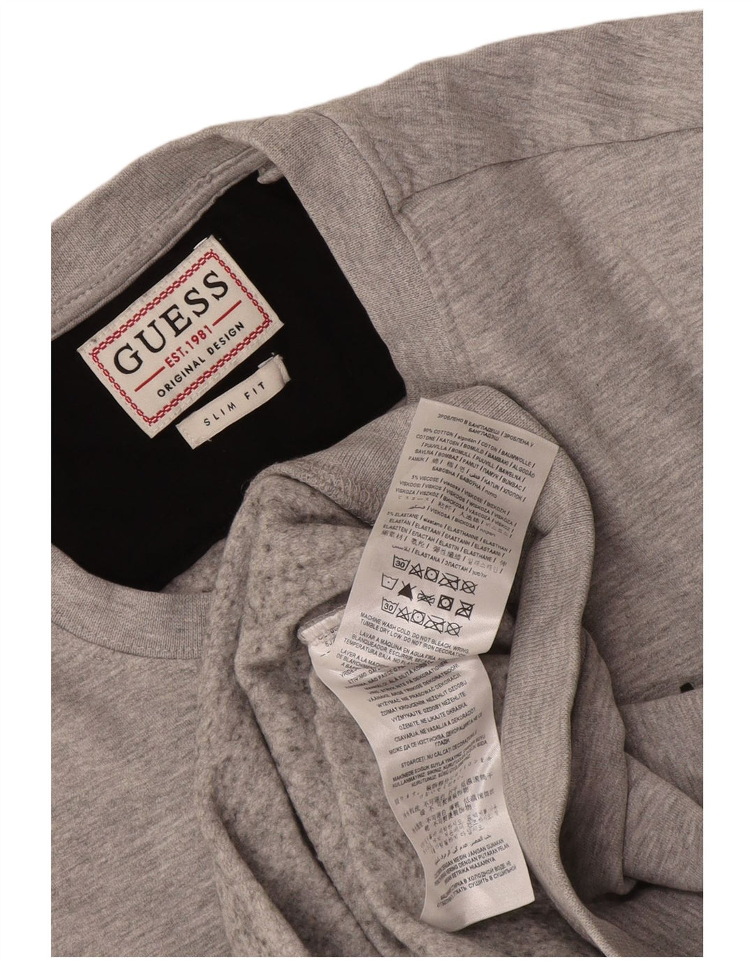 Guess Hombre Slim Fit Sudadera Jumper Algodón Gris Medio