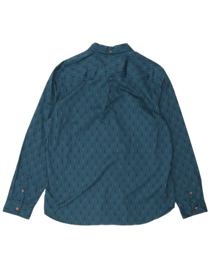 Camisa para hombre White Stuff XL Algodón geométrico azul