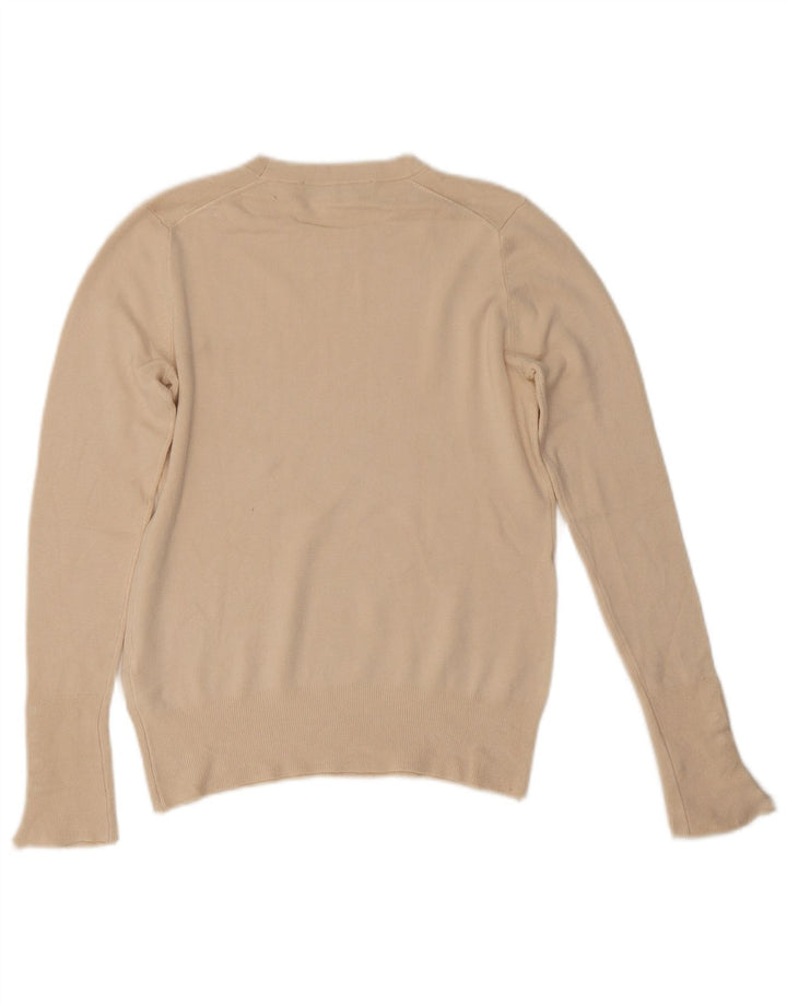 Zara - Jersey de cuello redondo para mujer, talla 40, viscosa beige mediana