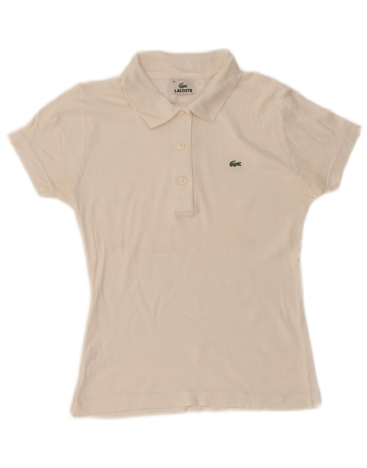 Polo Lacoste para mujer talla 38 mediano algodón blanquecino