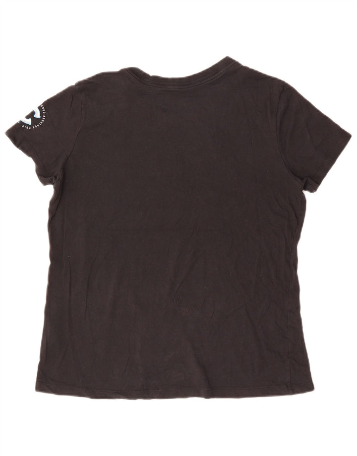 NIKE Mujer Dri Fit Graphic Camiseta Top UK 40 Grande Algodón Negro