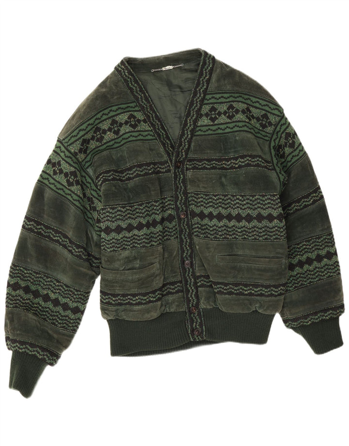 Breco's Chaqueta bomber de ante para hombre IT 50 Cuero verde grande