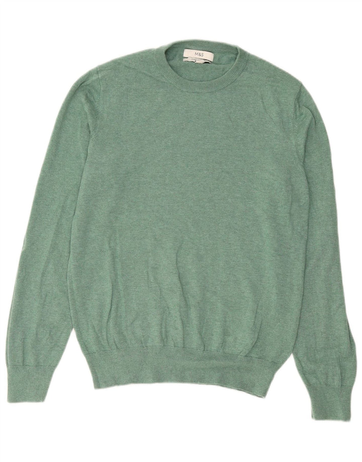 Marks & Spencer Jersey de cuello redondo para hombre de algodón verde medio