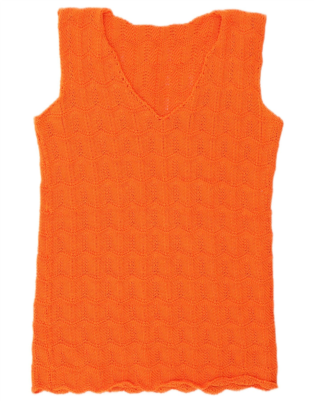 Vintage mujer chaleco camiseta sin mangas Reino Unido 14 naranja medio