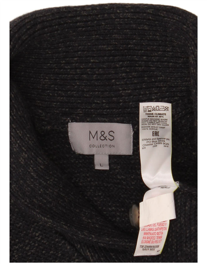 Marks & Spencer Suéter tipo cárdigan para hombre, tamaño grande, acrílico azul marino