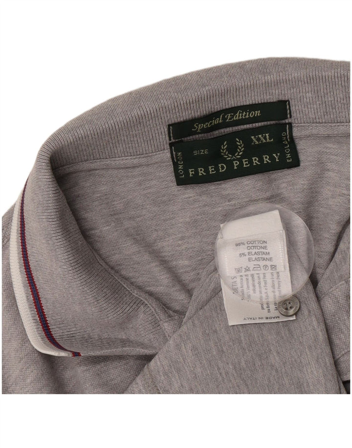 Fred Perry Polo para hombre 2XL Algodón moteado gris