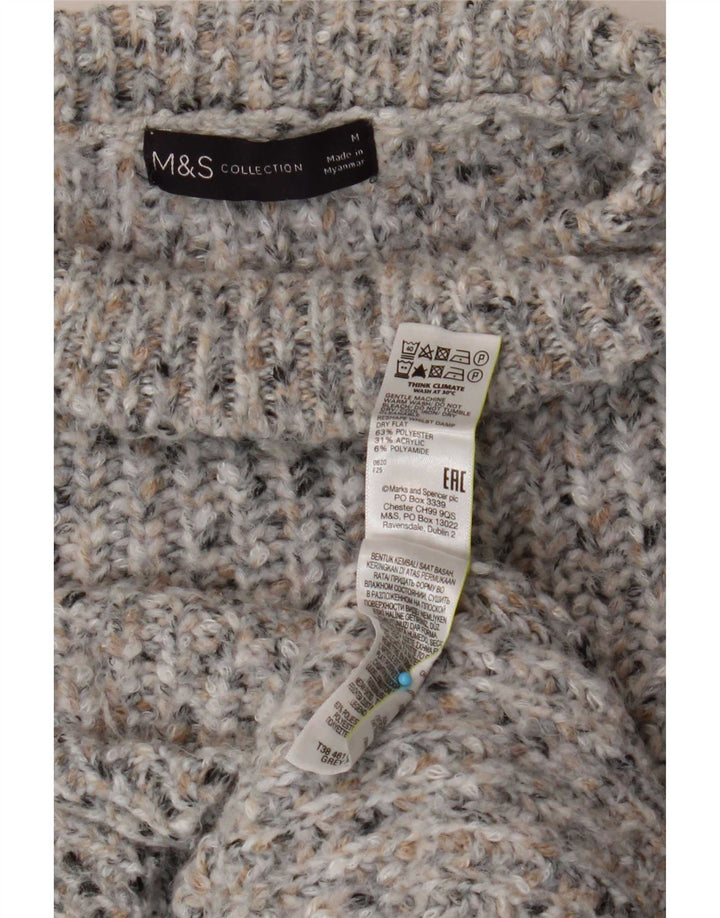 Marks & Spencer Jersey con cuello alto para hombre, talla 44, color gris medio moteado