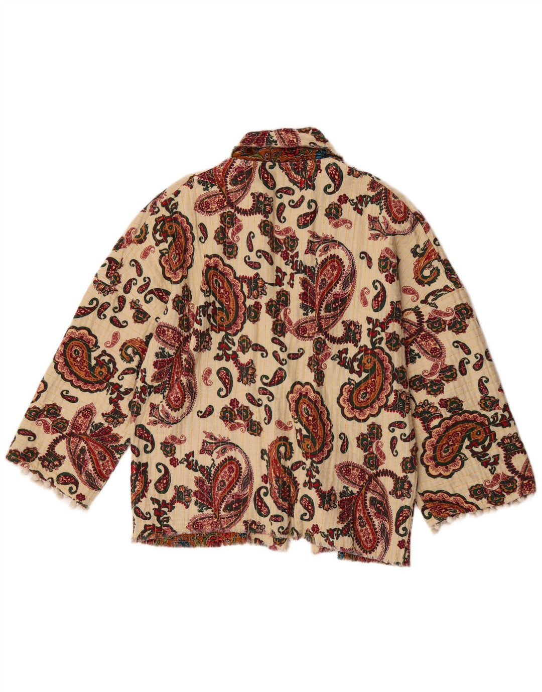 Zara Chaqueta Bomber Extragrande para Mujer UK 6 XS Off White Paisley Poliéster