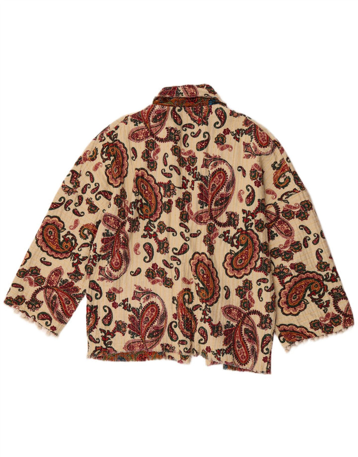 Zara Chaqueta Bomber Extragrande para Mujer UK 6 XS Off White Paisley Poliéster