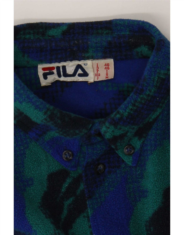 Fila Camisa polar con estampado abstracto para hombre IT 46 Small Blue