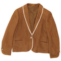 Vintage mujer 1 botón Blazer chaqueta Reino Unido 14 medio marrón ramio