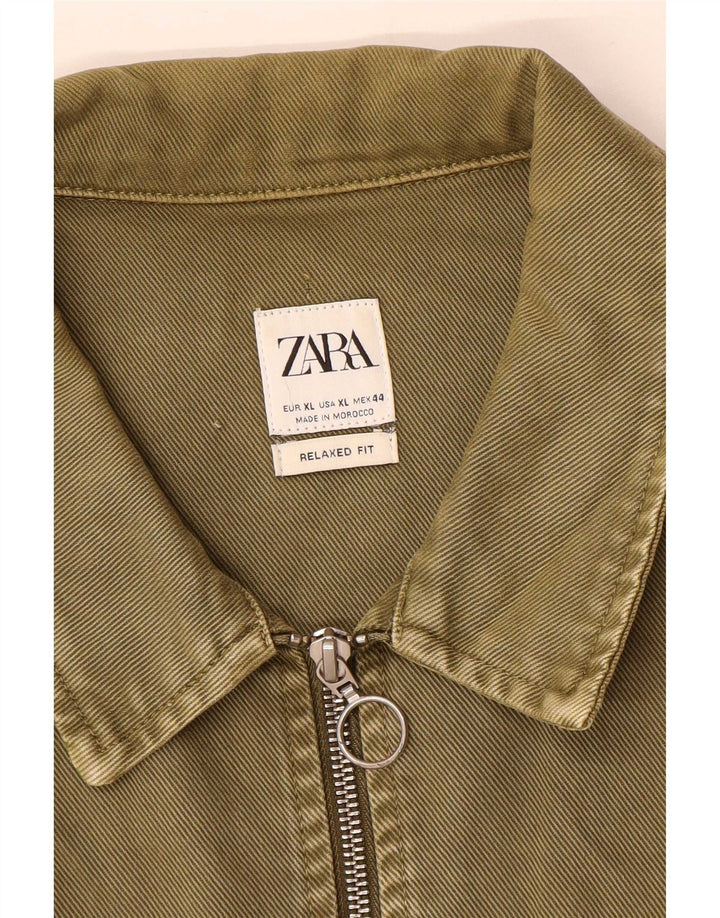 Zara Hombre Chaqueta Utilitaria De Ajuste Relajado UK 42 XL Caqui