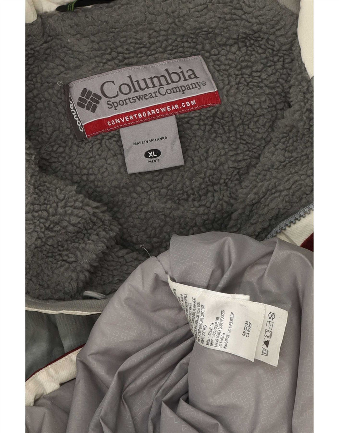 Columbia Chaqueta de esquí para hombre ES 42 XL Poliéster con bloques de color burdeos