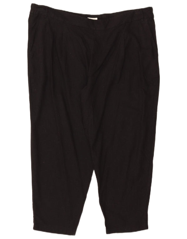 Marks & Spencer Pantalones Capri para Mujer UK 24 4XL W42 L25 Lino Negro