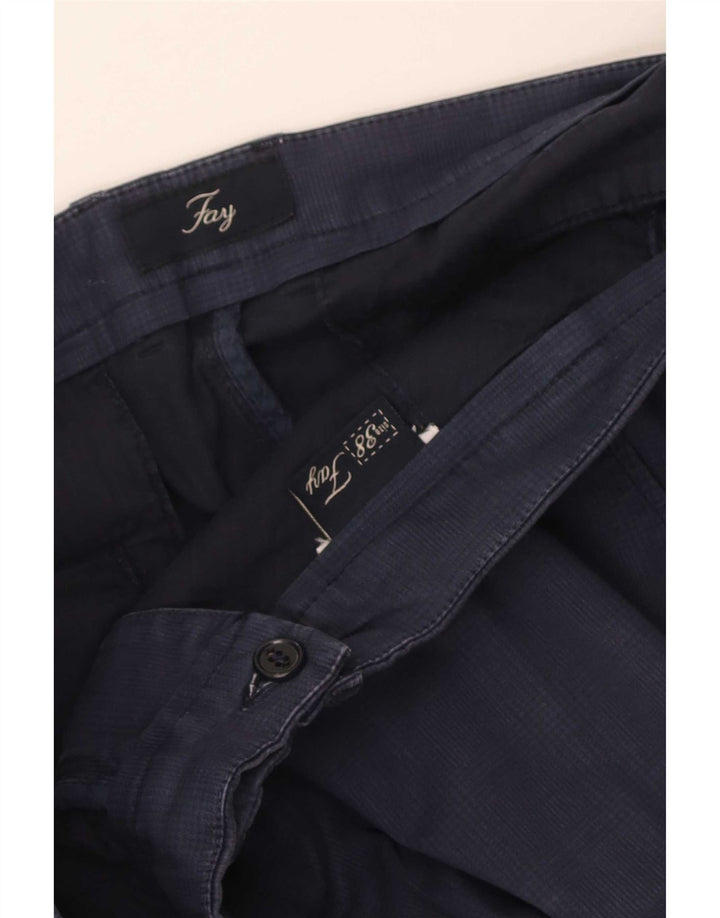 Fay - Pantalón chino ajustado para hombre W38 L30 azul marino a cuadros