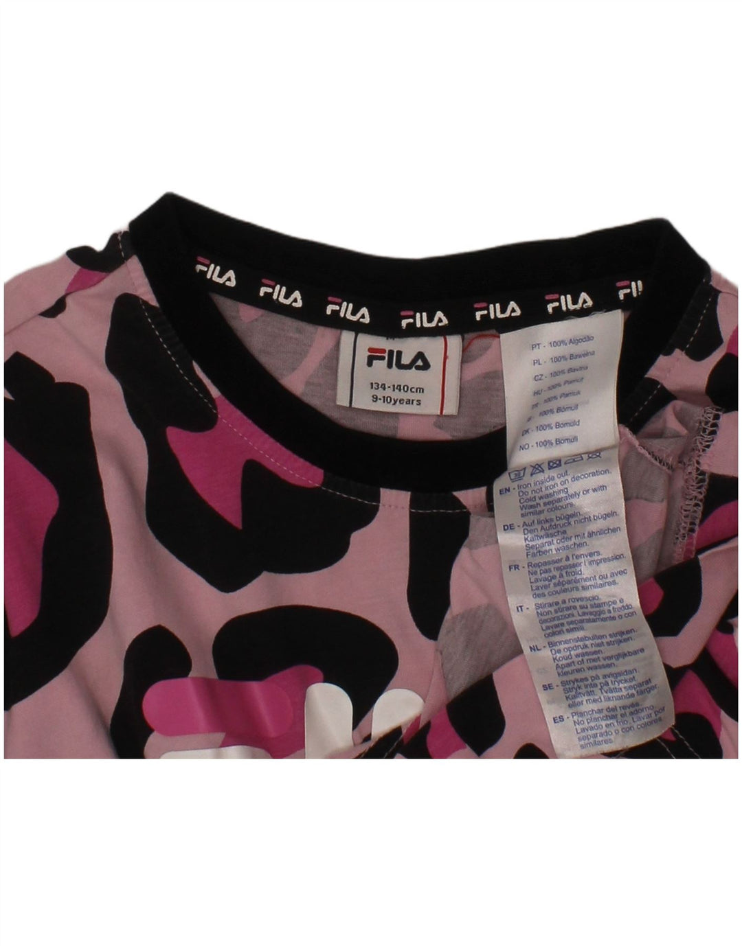 FILA Camiseta corta con gráfico para niña 9-10 años Algodón con estampado animal rosa
