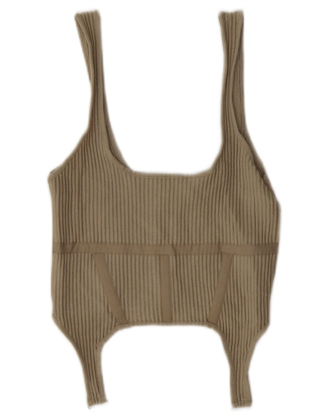Zara Mujer Crop Top UK 8 Pequeño Poliéster Beige