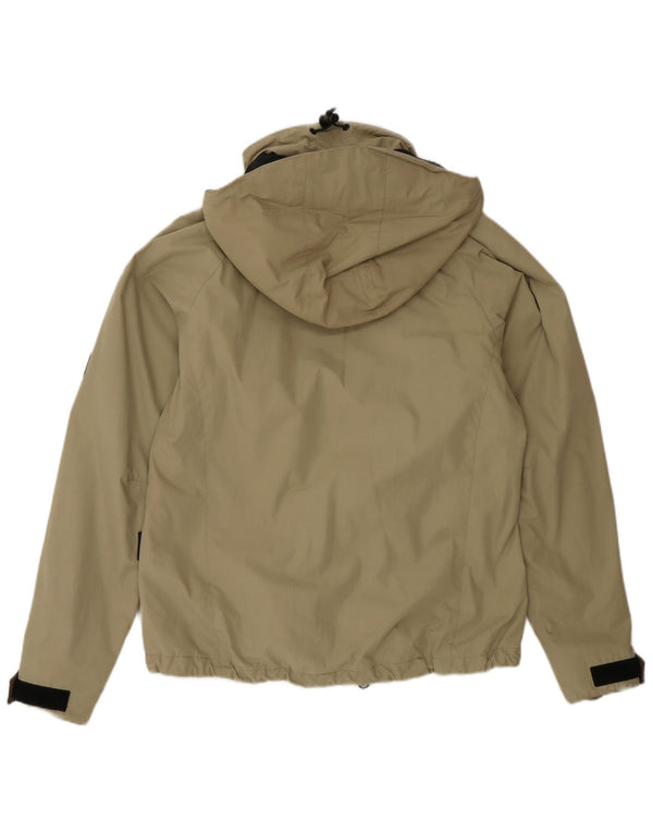 Jack Wolfskin Chaqueta impermeable con capucha para mujer UK 40 Poliéster beige medio