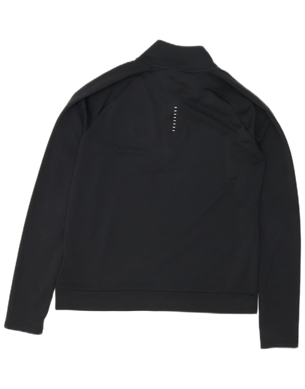 NIKE Mujer Dri Fit Zip Neck Jersey Chándal Top UK 10 Small Negro