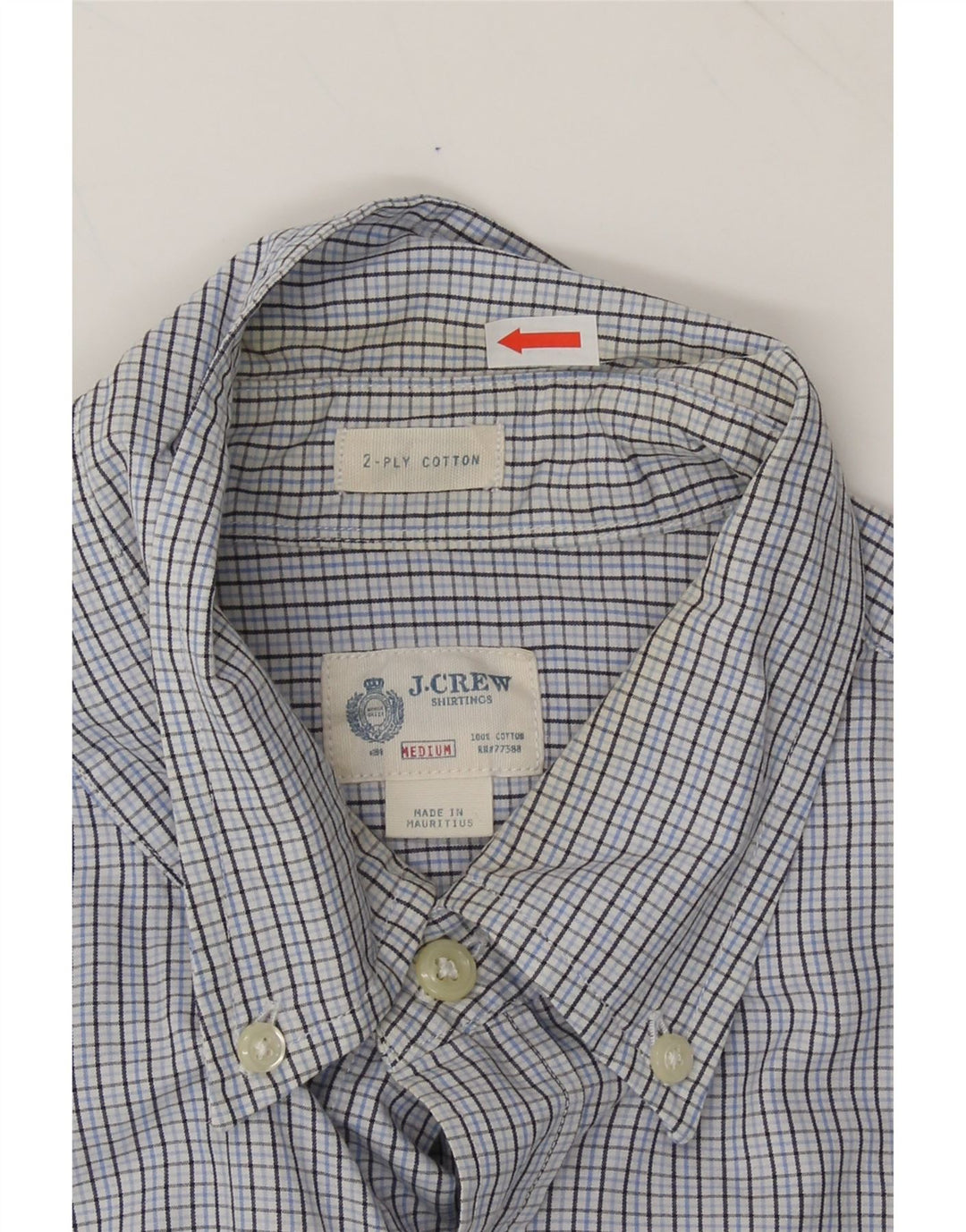 J. CREW Mens Short Sleeve Shirt Medium Blue Check Cotton Vintage J. Crew and Second-Hand J. Crew from Messina Hembry 