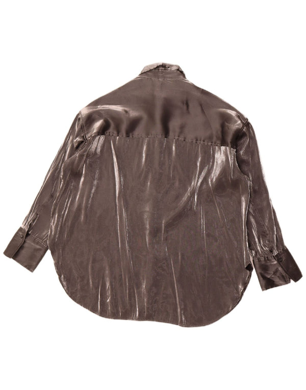 Vintage mujer camisa blusa Reino Unido 18 XL gris