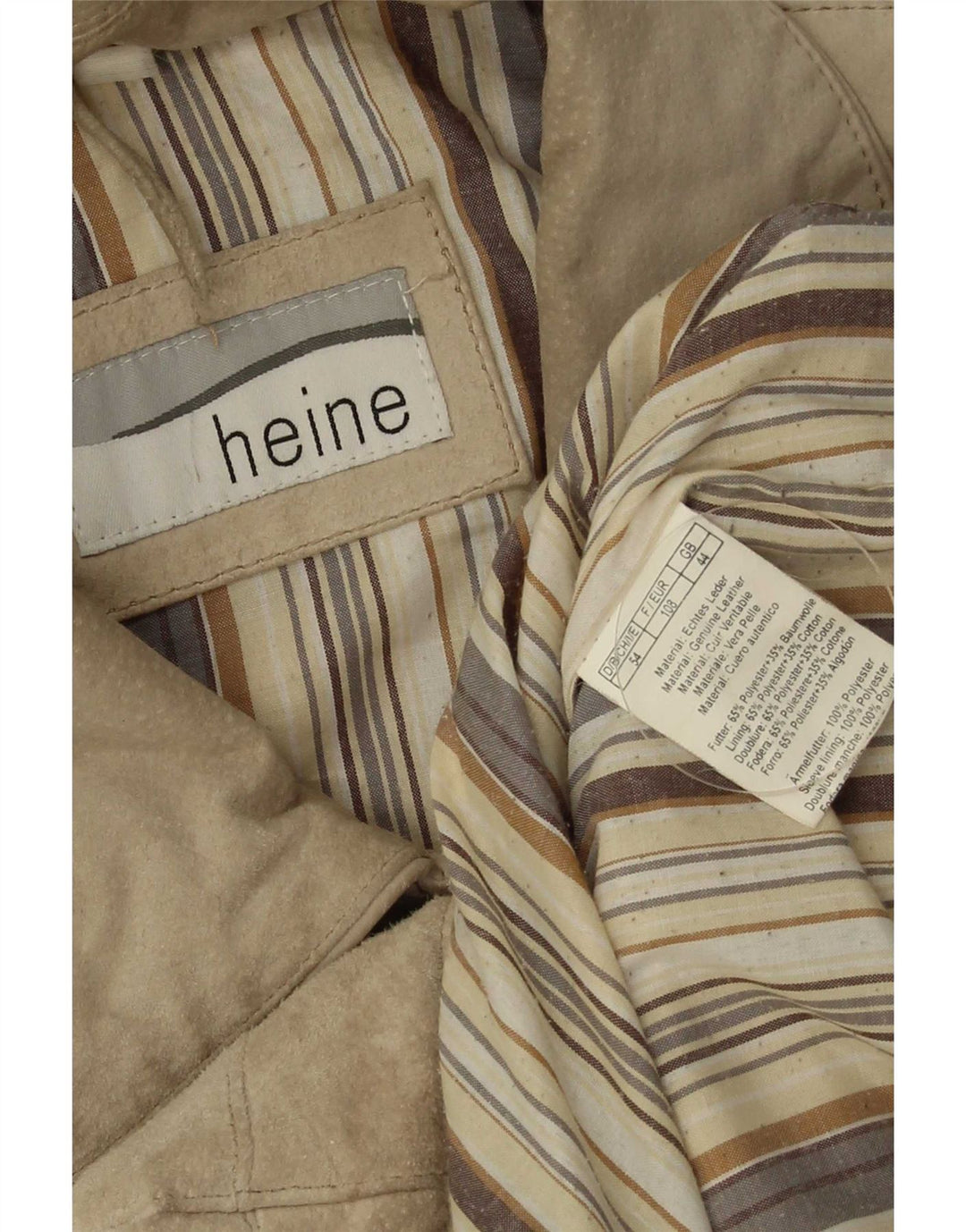 Chaqueta bomber de ante para hombre Heine UK 44 2XL Cuero beige